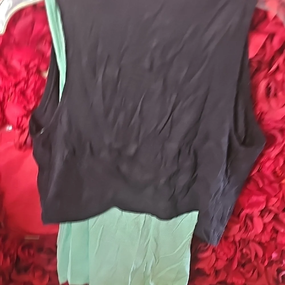 Justice Black & Green Sequin Graphic Glitter Tank Top Size 10